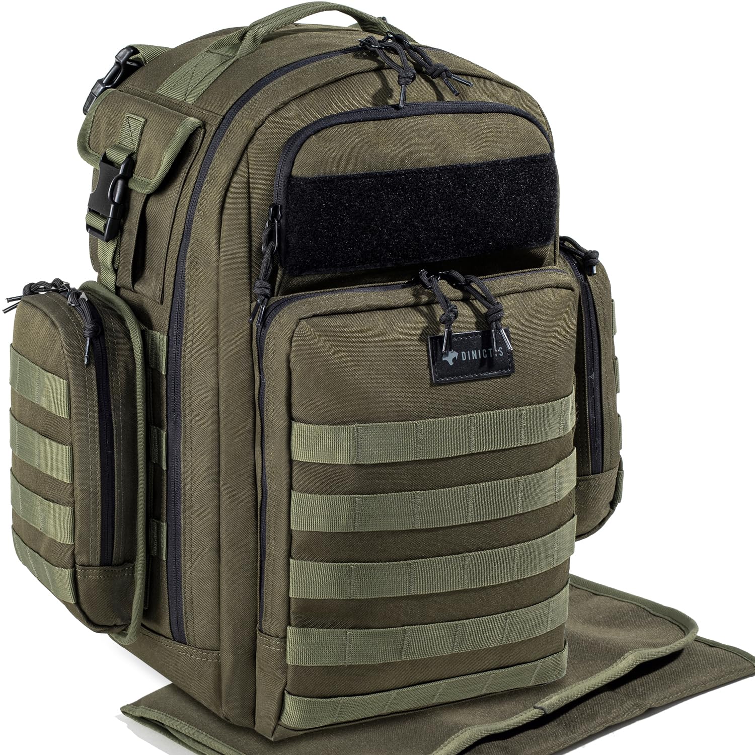 Dinictis dad diaper bag front view shows spacious layout for baby essentials