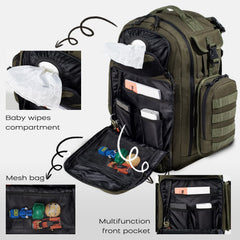 Dinictis dad diaper bag MOLLE webbing for customizable organization