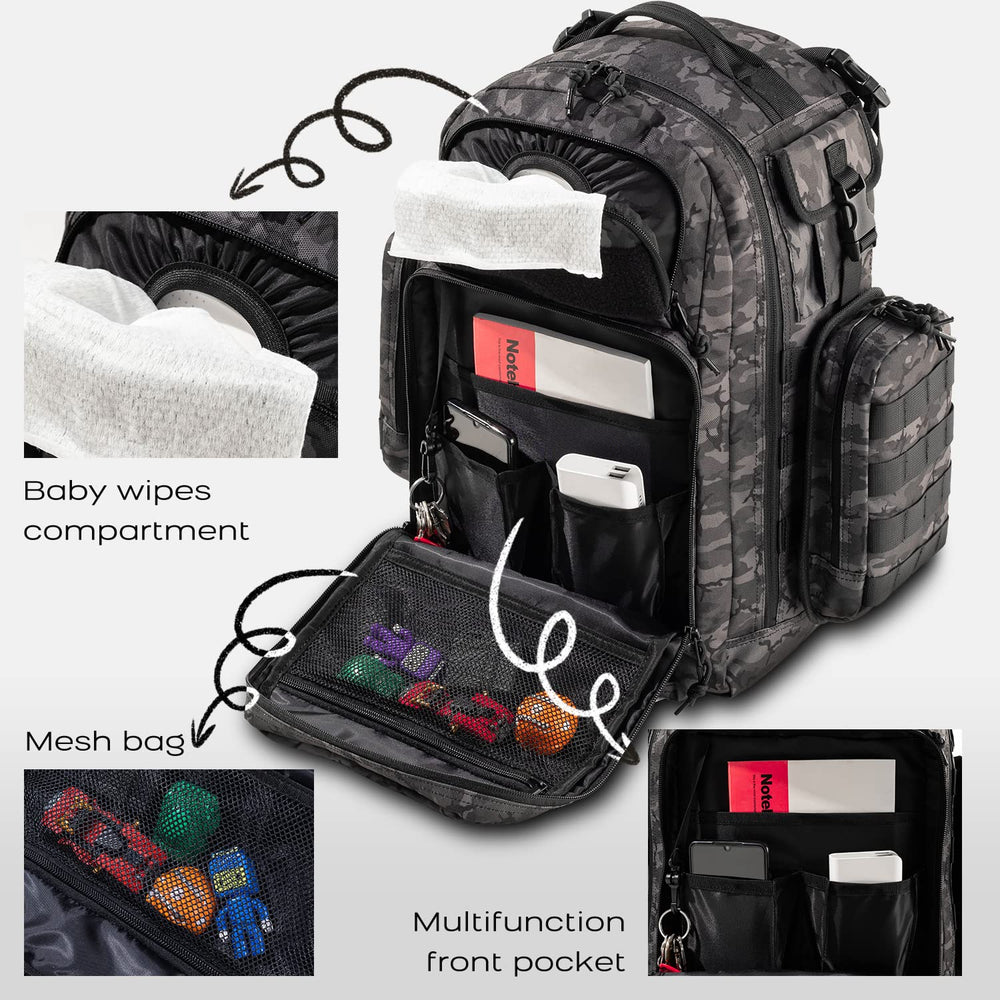 Dinictis dad diaper bag in waterproof fabric stays dry during outings and weather