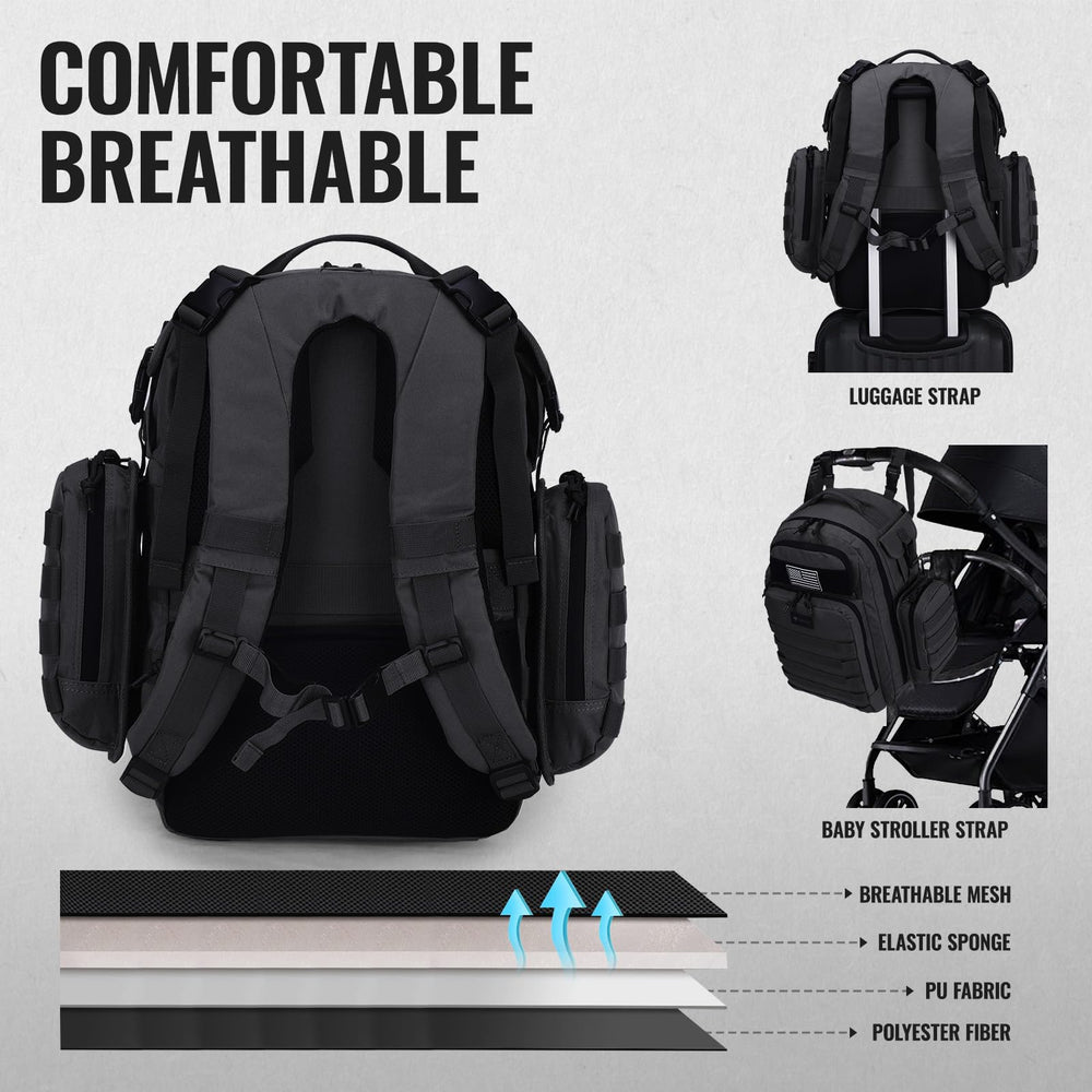 Dinictis Dad Diaper Bag water-resistant nylon protects gear.