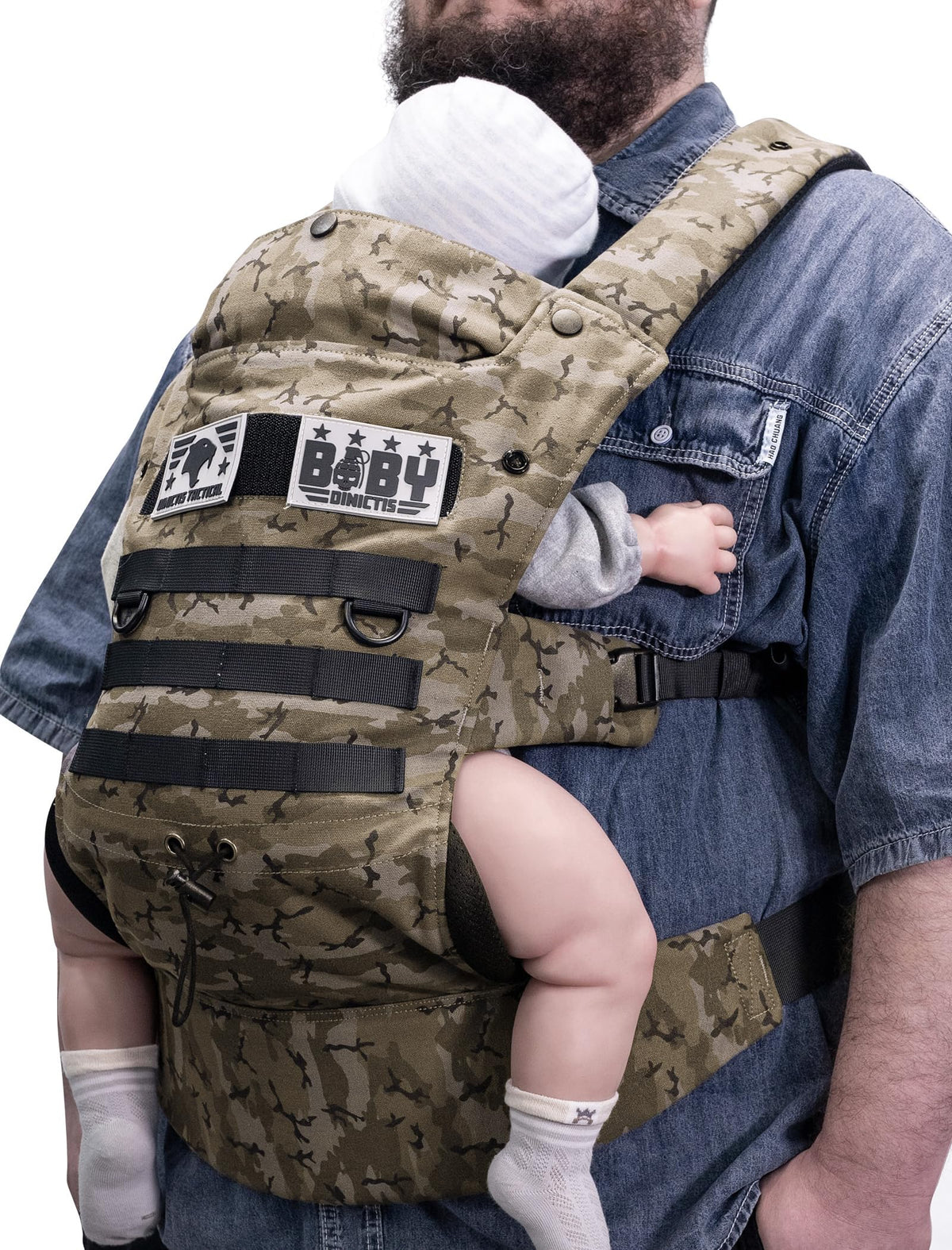 DINICTIS TACTICAL ergonomic lumbar carrier front view with breathable mesh.