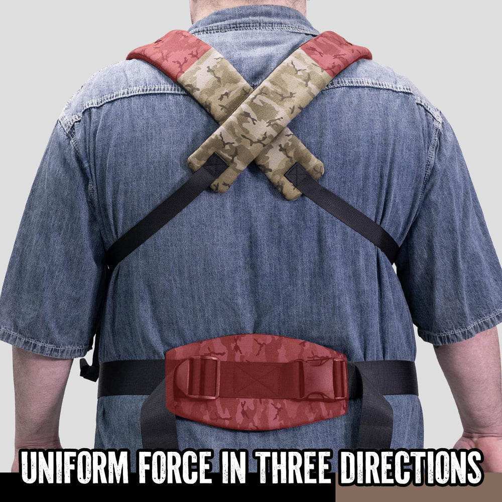 DINICTIS TACTICAL padded shoulder straps and waist belt reduce strain.