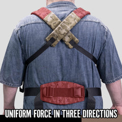 DINICTIS TACTICAL padded shoulder straps and waist belt reduce strain.