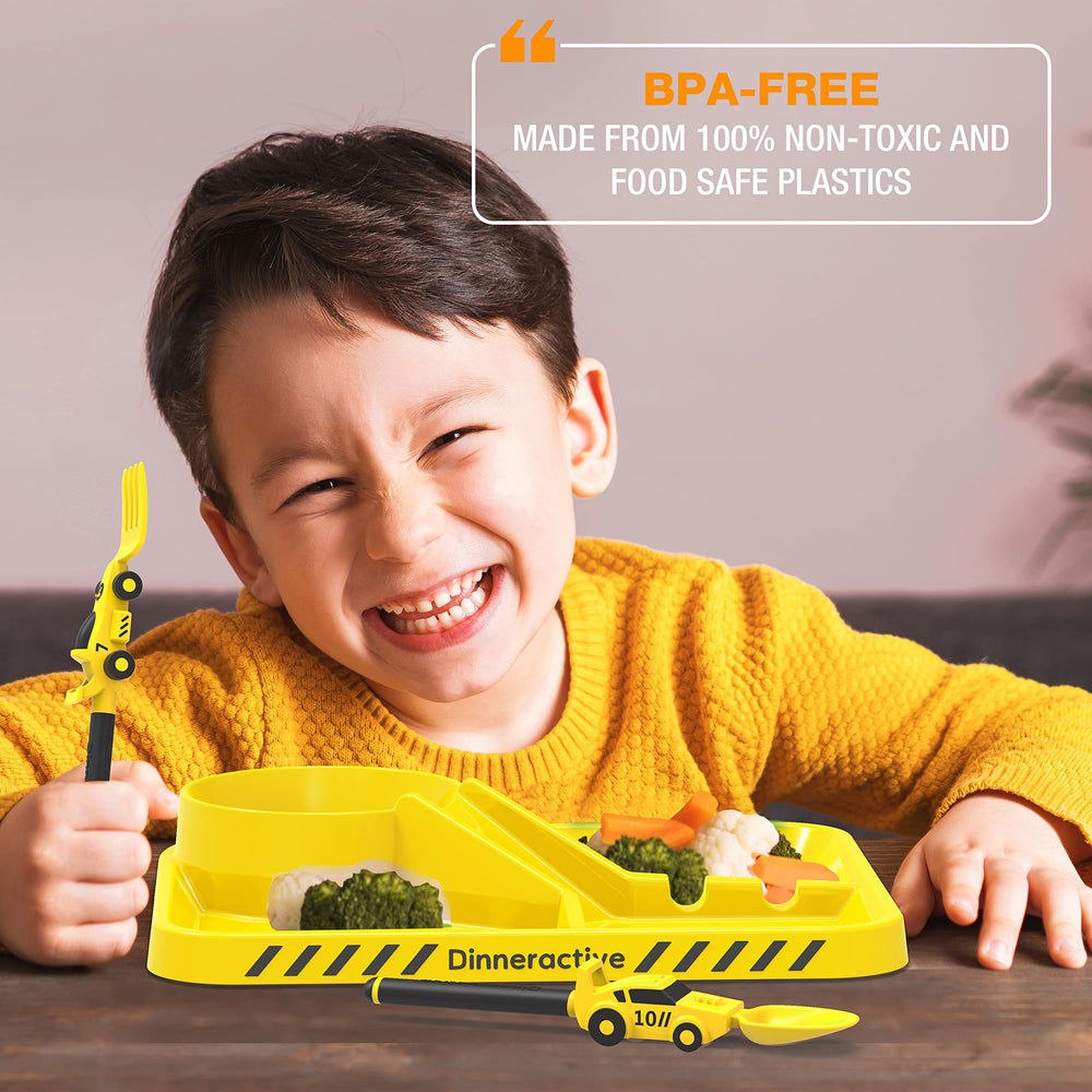 Dinneractive dishwasher-safe design saves space with stackable storage.
