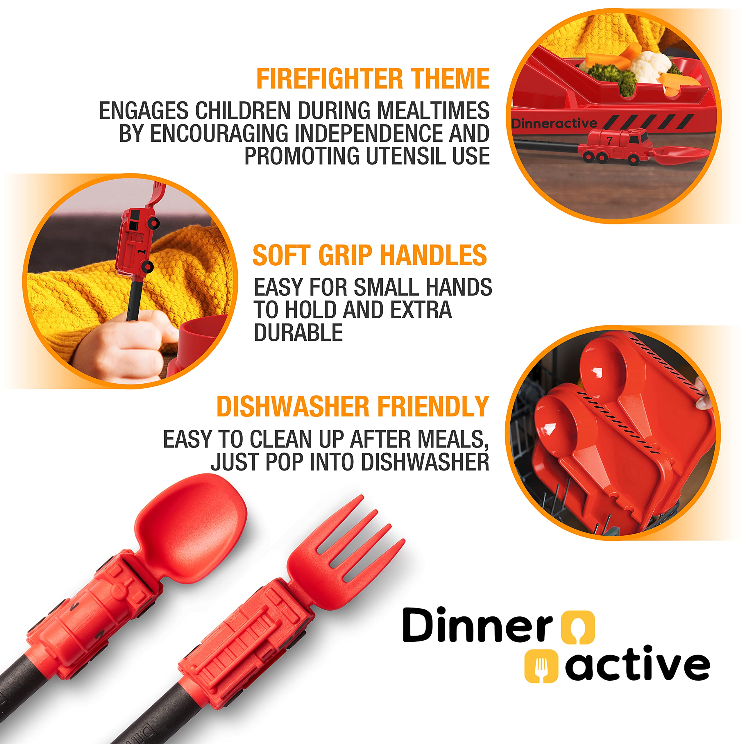 Dinneractive utensil set features bright colors to attract attention