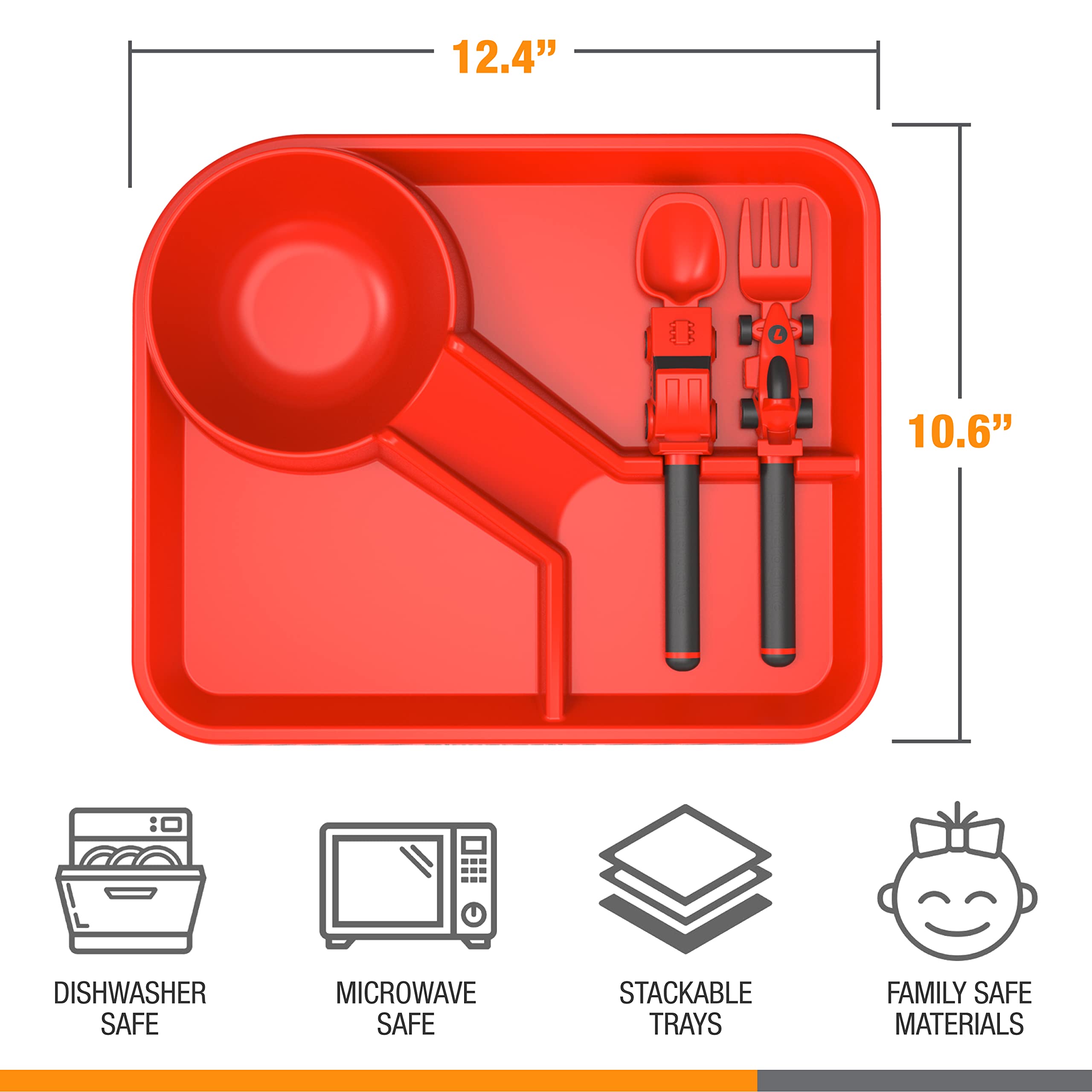 Dinneractive stackable dining set saves cupboard space.