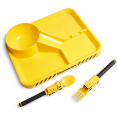 Dinneractive yellow firefighter divided plate for portion visualization and meals