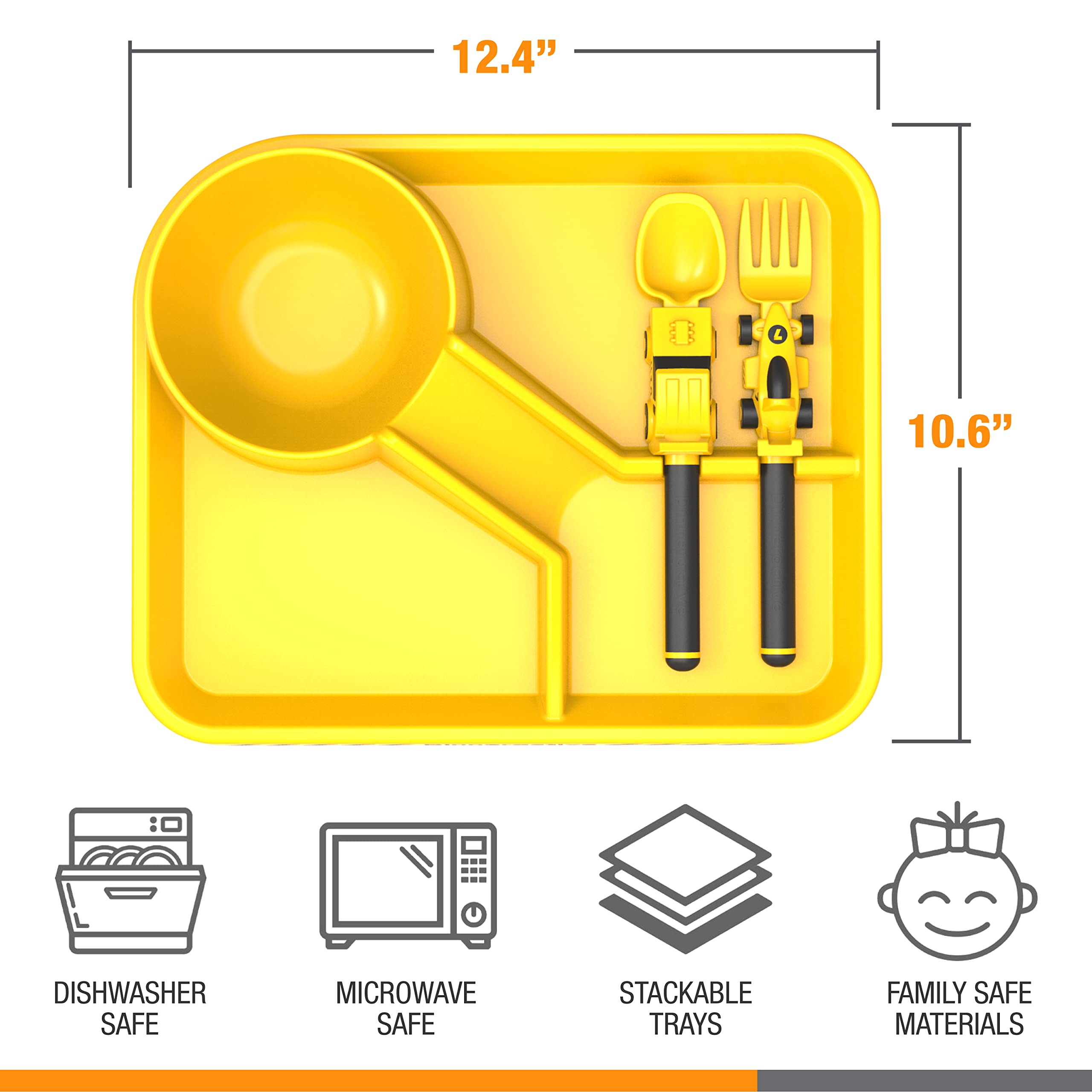 Dinneractive yellow race car dining set suits picky eaters during meals.
