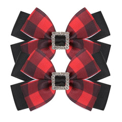 DINPREY two-pair rhinestone bows for holiday styling on young girls