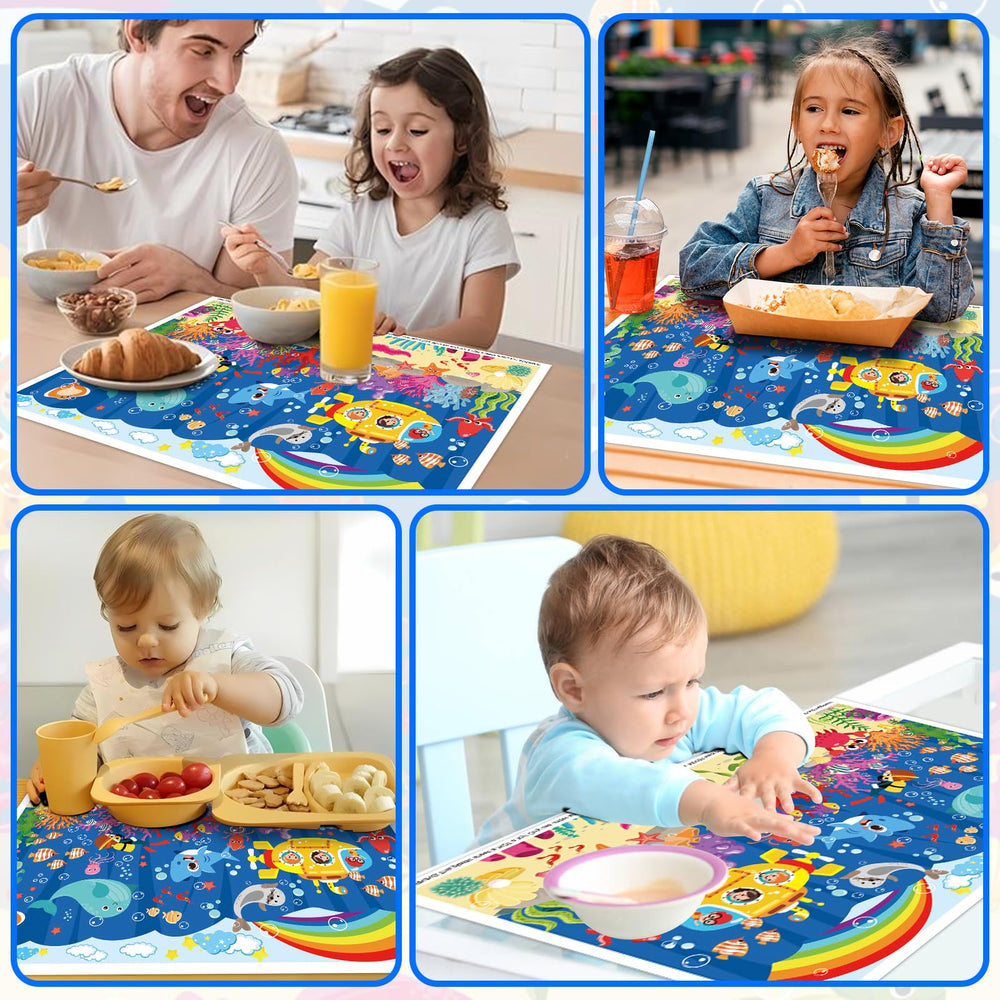 DINSUMRUG Ocean placemats with varied designs to engage kids.