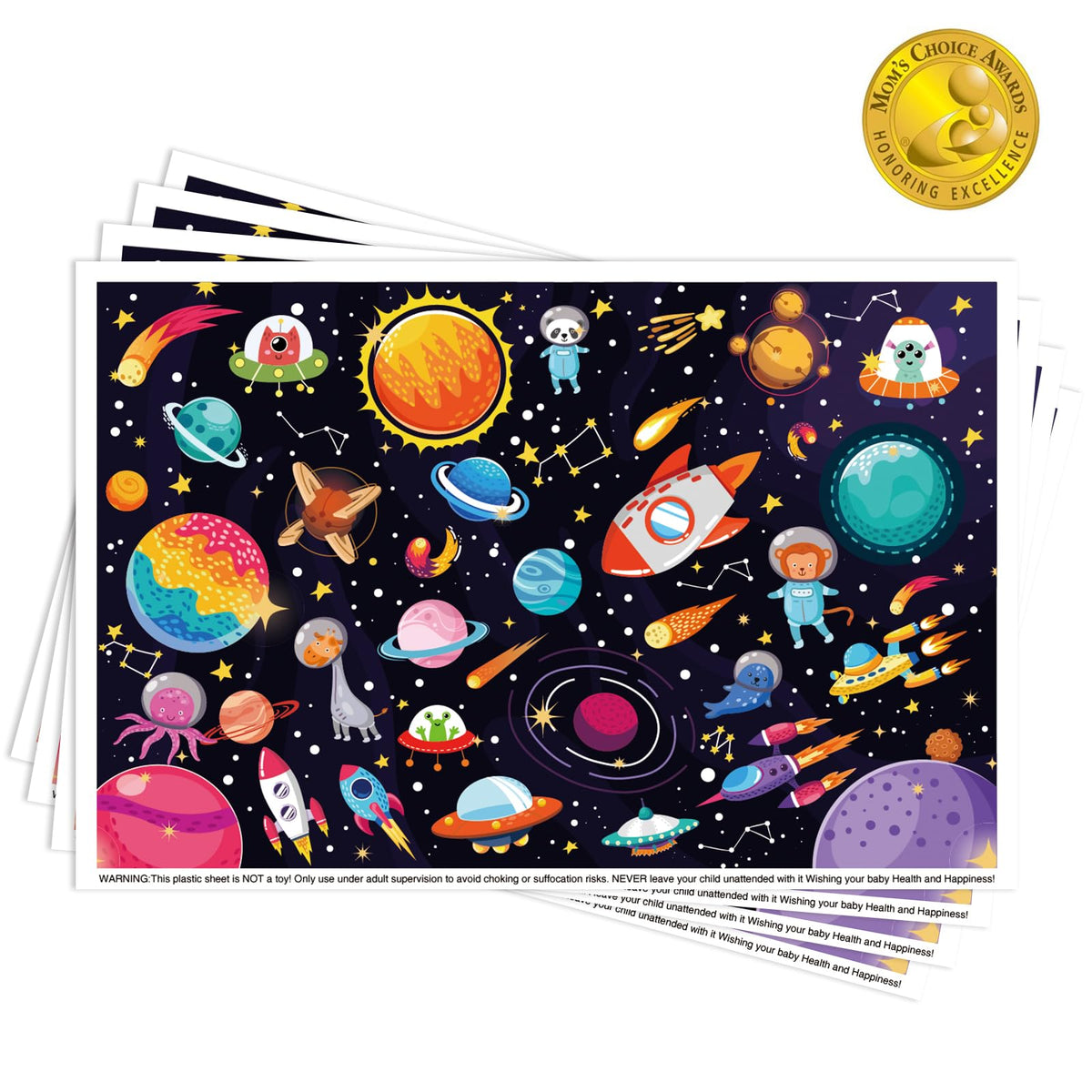 DINSUMRUG space-themed placemats protect surfaces and spark imagination.