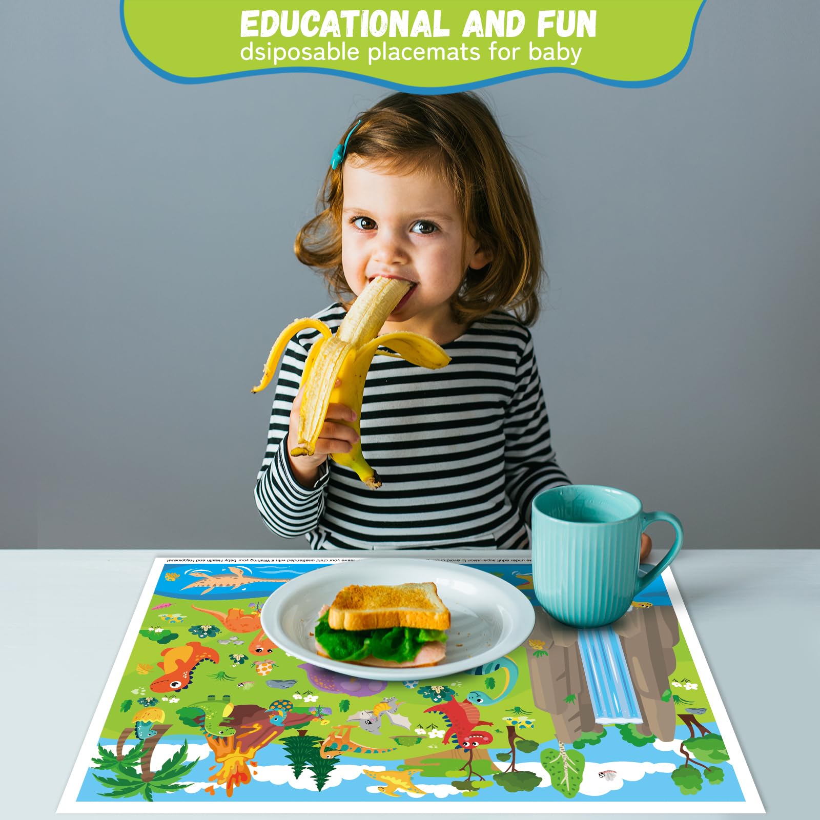 DINSUMRUG sticky backing closeup shows strong grip on tables for mess-free mealtimes