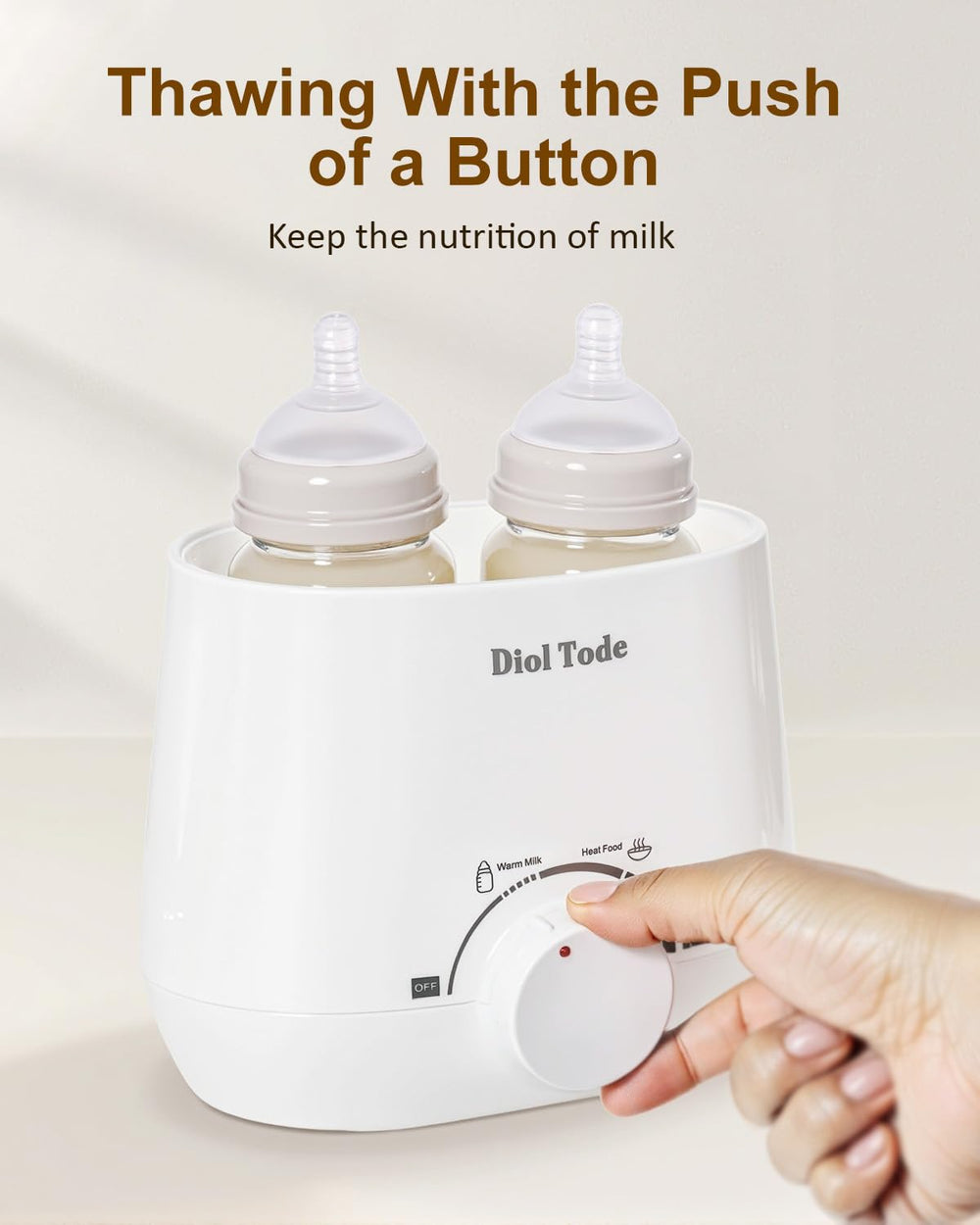Diol Tode Bottle Warmer steaming function helps sanitize bottles between uses.
