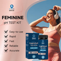 DIPSTIK pH test strip color-change close-up showing quick results