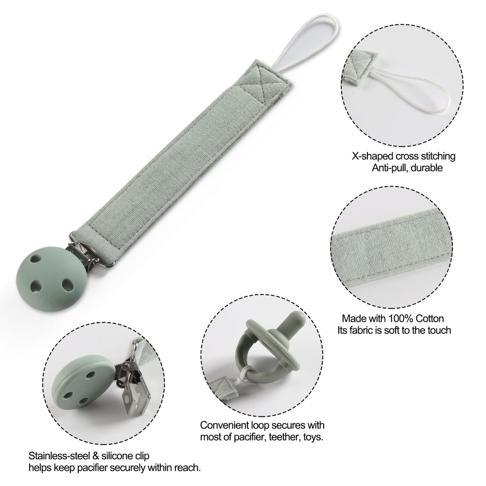 Dirbabi clip on car seat outings keeps pacifier within reach.