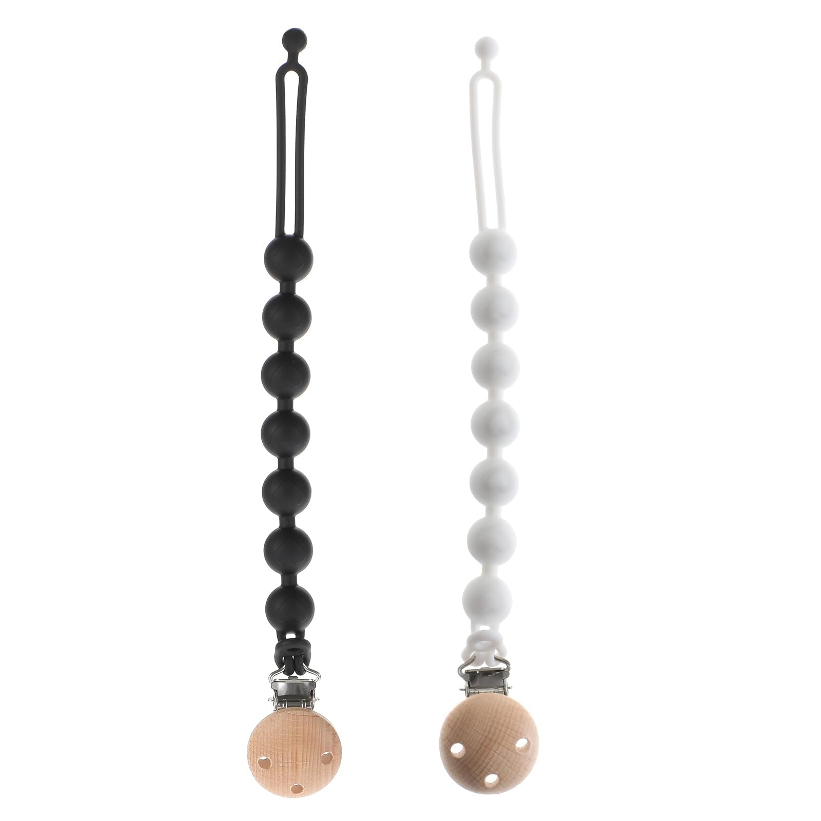 Dirbabi silicone pacifier clip white securely holds pacifier
