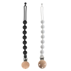 Dirbabi silicone pacifier clip white securely holds pacifier