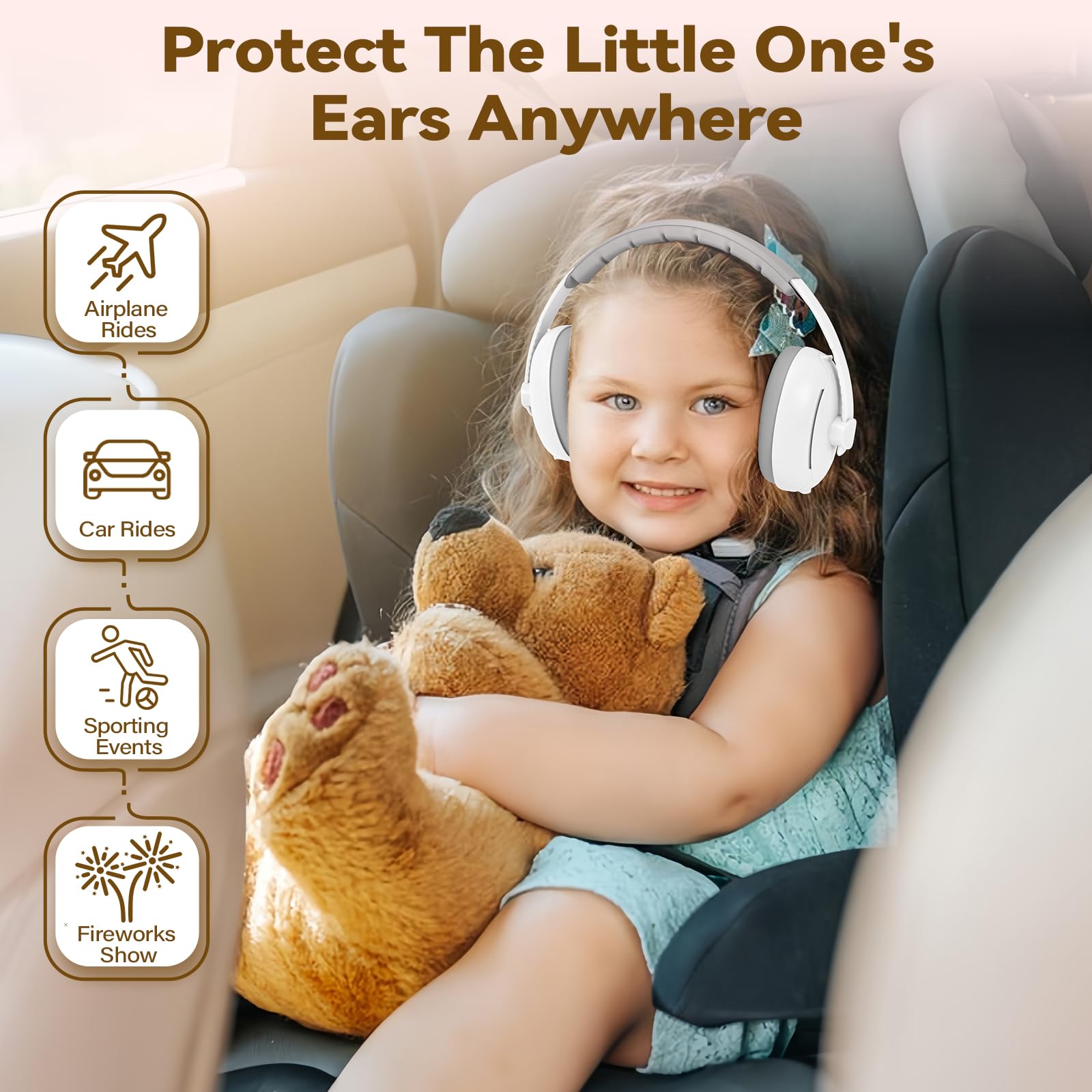 DITHIN ear muffs on growing child demonstrating 2 in 1 design