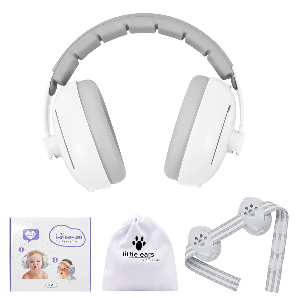 DITHIN Baby Ear Muffs worn by infant with soft cups for gentle protection