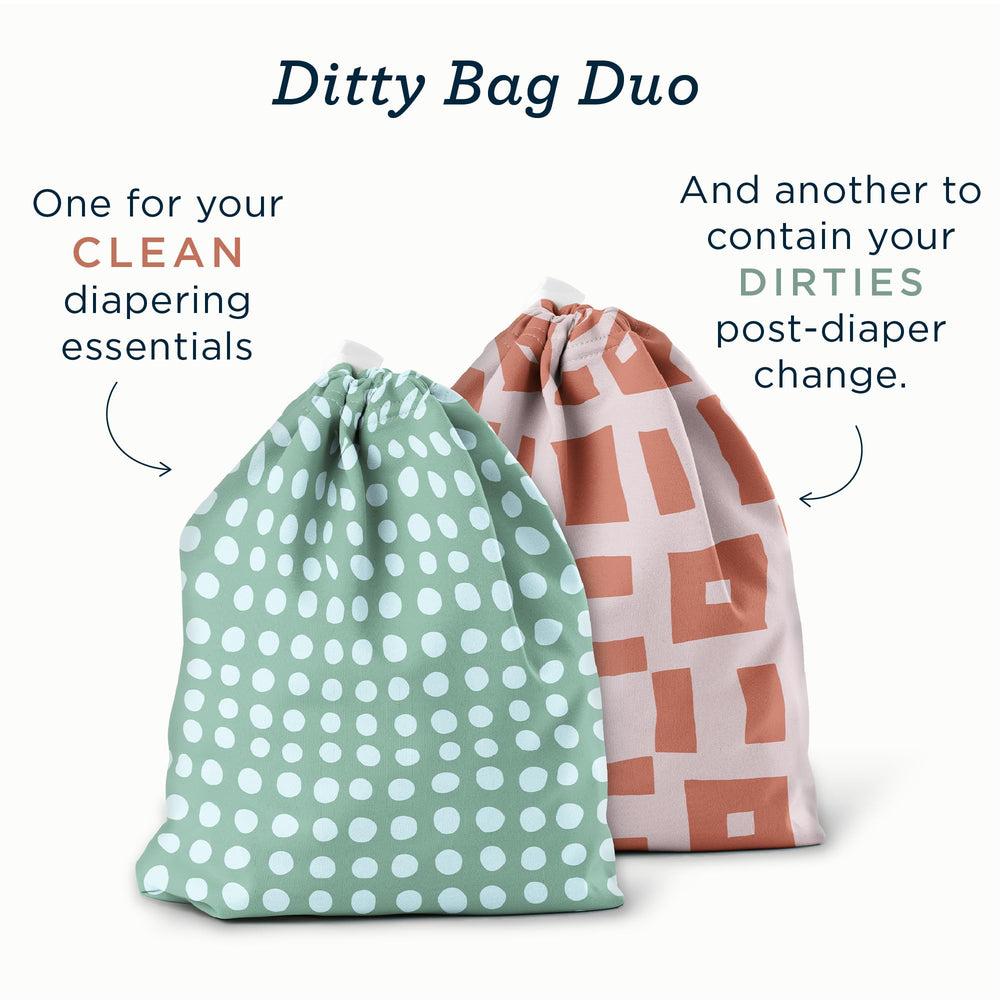 Embly Ditty Bag Duo packed in diaper bag shows travel-ready organization.