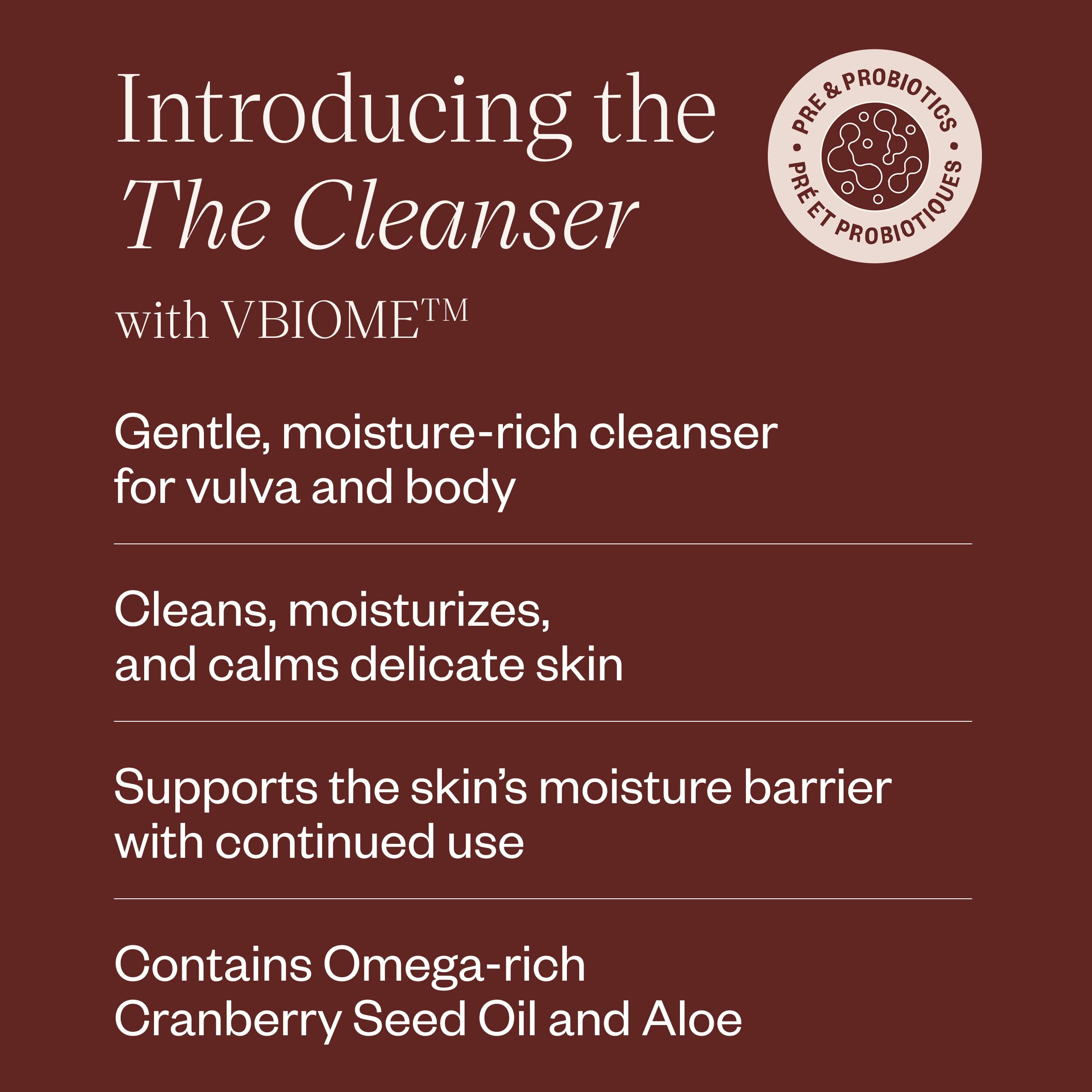 DIVA Cleanser aloe cranberry oil image shows soothing moisturization benefits