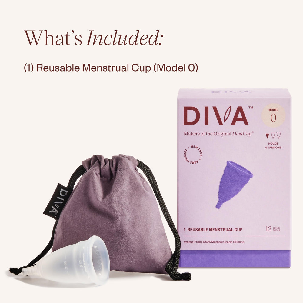 DIVA Cup Model 0 capacity shown equals four tampons for discreet protection.