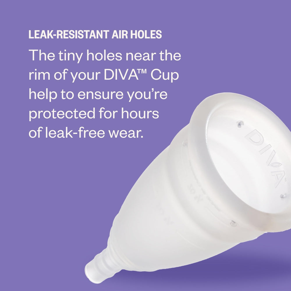 DIVA Cup Model 0 leak-resistant holes create a secure seal.