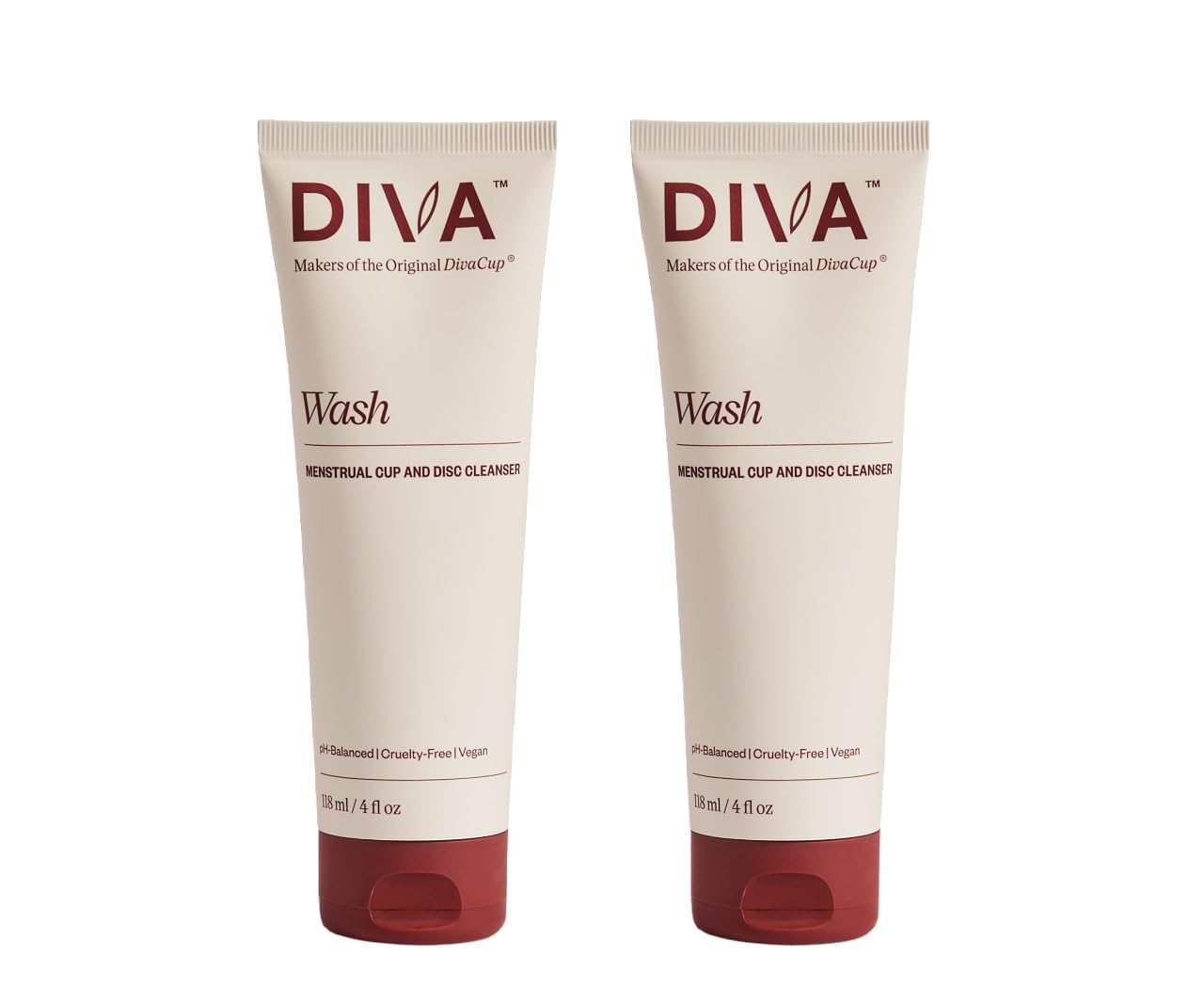 DIVA Wash 2-pack bundle closeup emphasizing gentle, plant-based cleansing for cups.