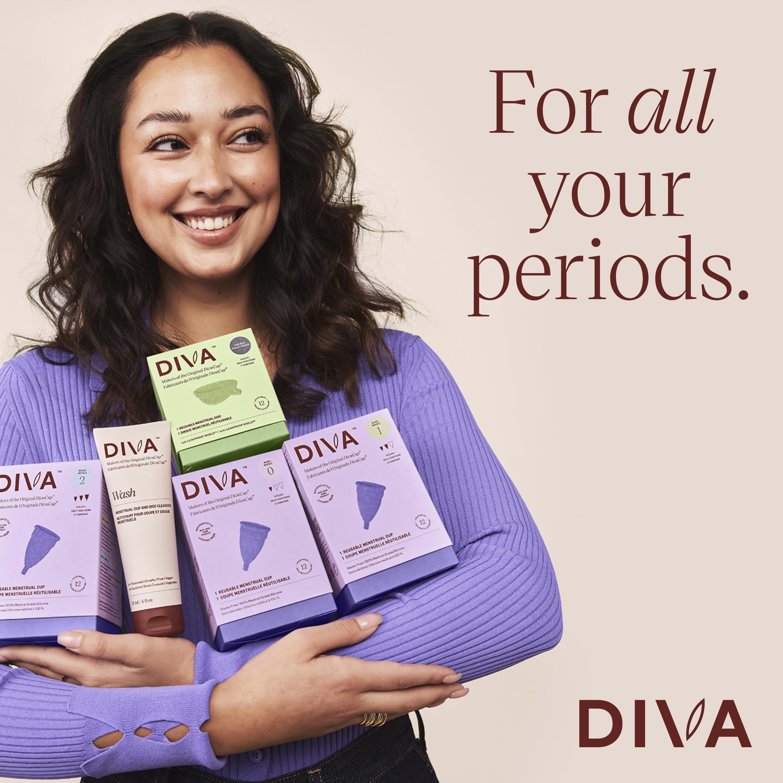 DIVA Wash 2-pack display illustrating cost-effective, residue-free cup maintenance.