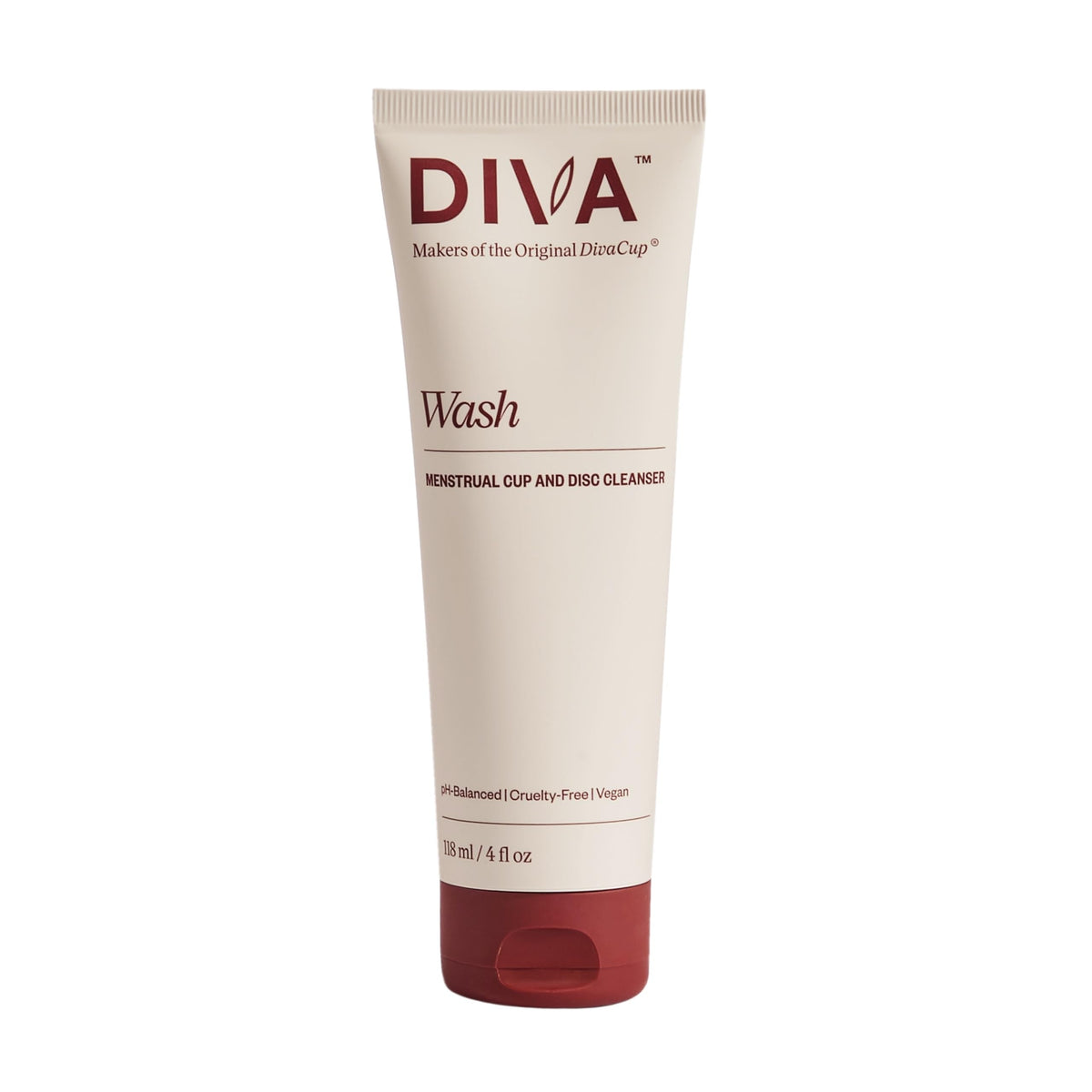 DIVA Wash mess-free tube shown on counter for easy cup cleansing