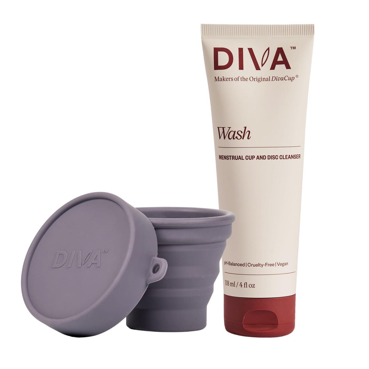 DIVA Wash and Shaker Cup Bundle shown for easy care and travel.