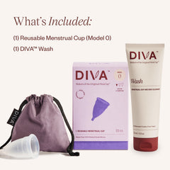 DivaCup Model 0 silicone cup in use for slim canals.