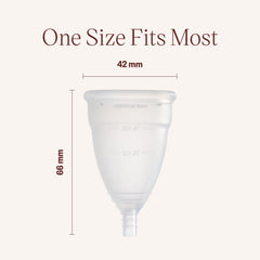 Diva Cup Model 1 capacity equals five tampons, compact view