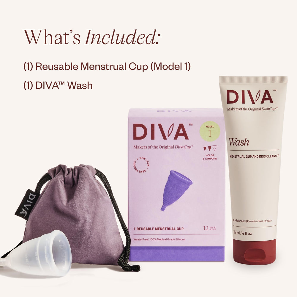 Diva Cup Model 1 being inserted for comfortable wear