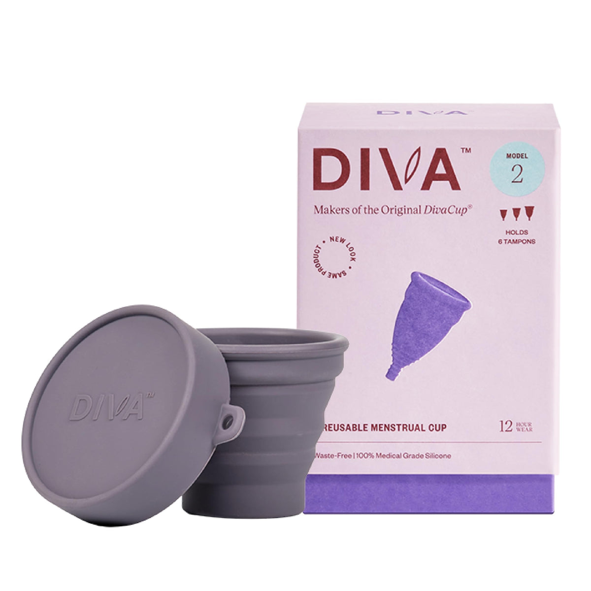 DivaCup Model 2 with a wide canal for heavy-flow comfort