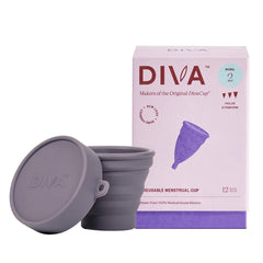 DivaCup Model 2 with a wide canal for heavy-flow comfort
