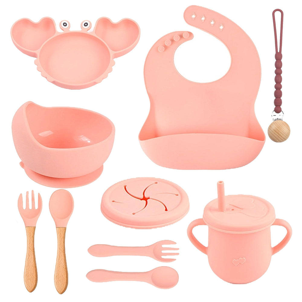 Dive and Drive crab suction plate in pink keeps meals mess-free.