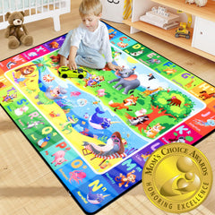 Diysani ABC kids rug 3x5ft front view shows colorful letters and animals for learning.