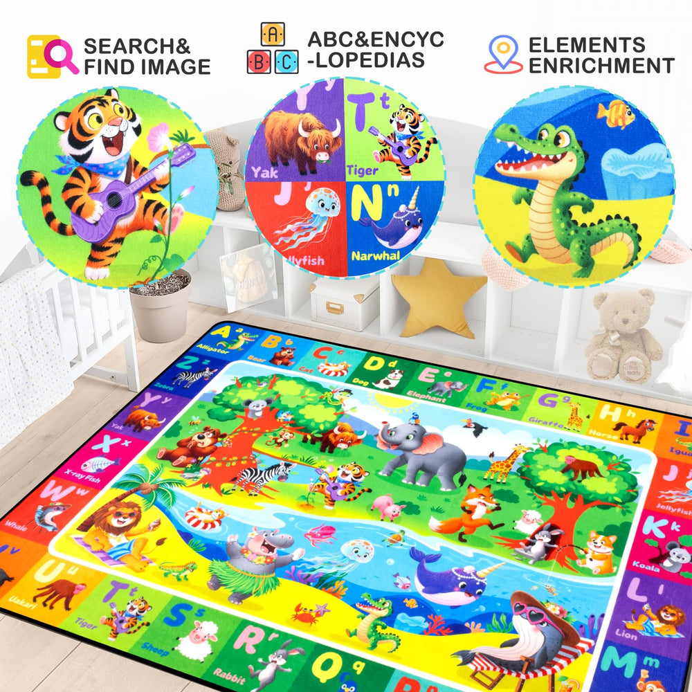 Diysani ABC kids rug colorful letters design supports early literacy through play.