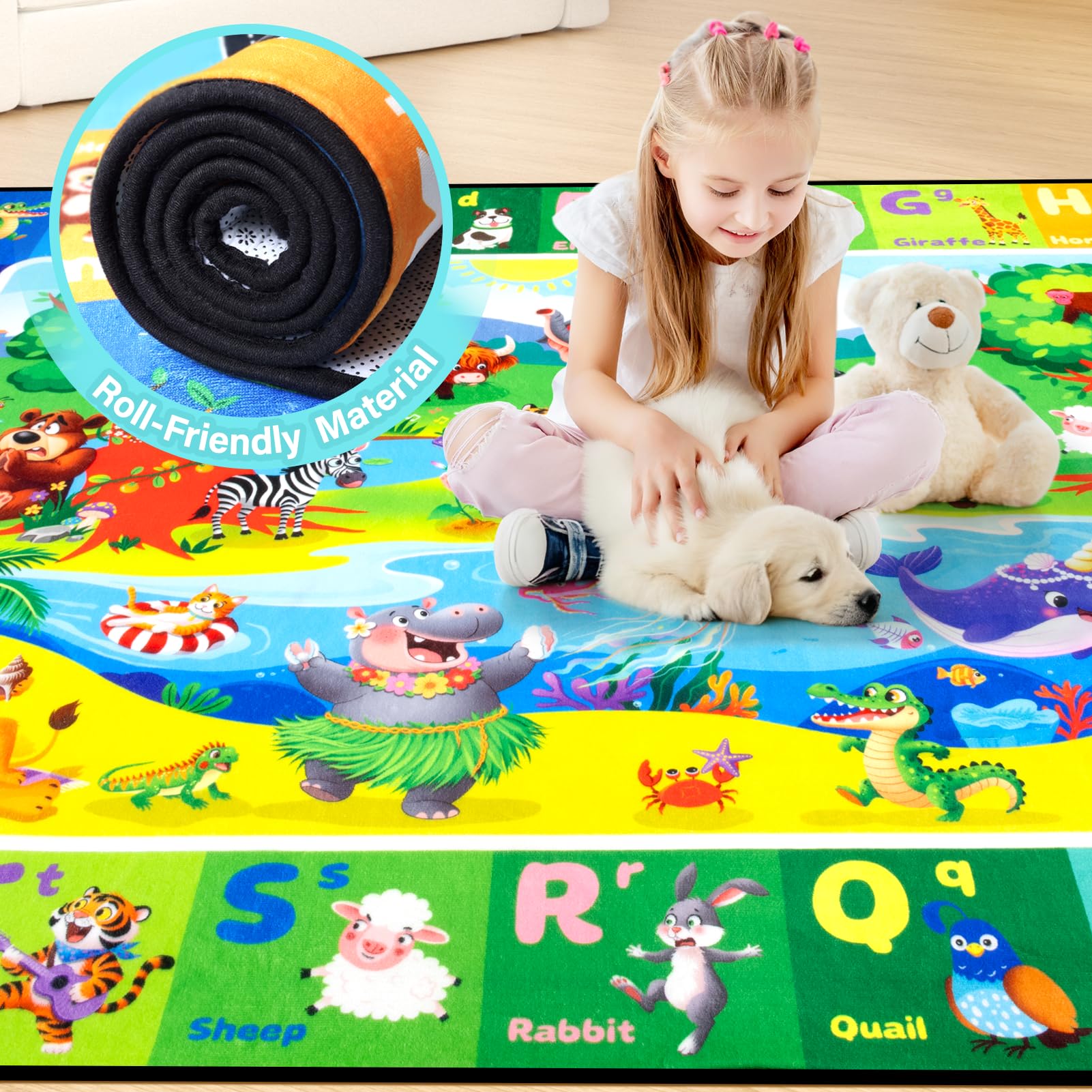 Diysani ABC kids rug machine washable offers easy cleanup after messes.