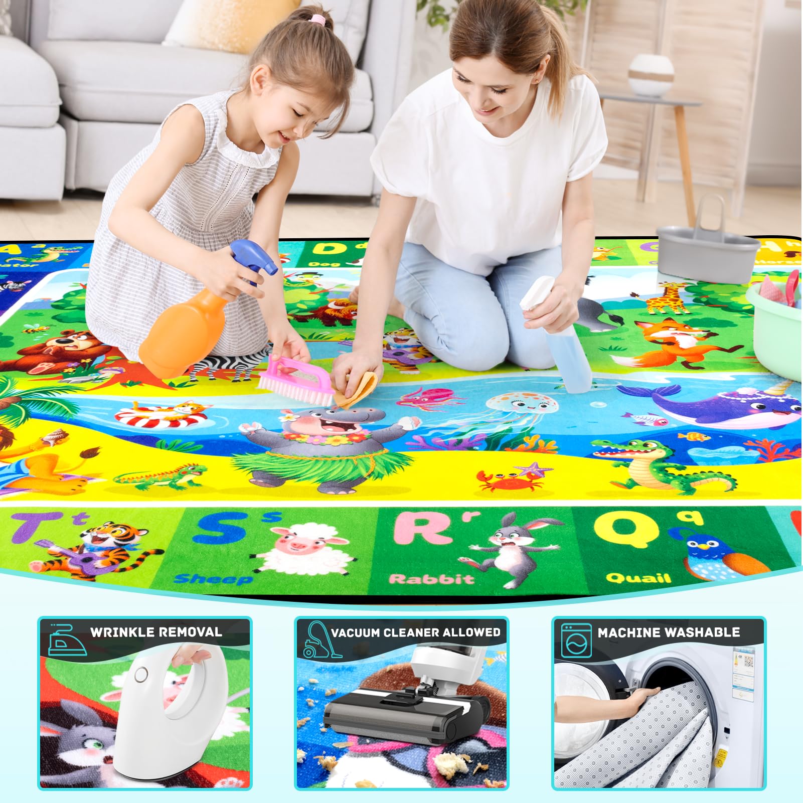 Diysani ABC kids rug soft cushiony surface ideal for crawling and play.