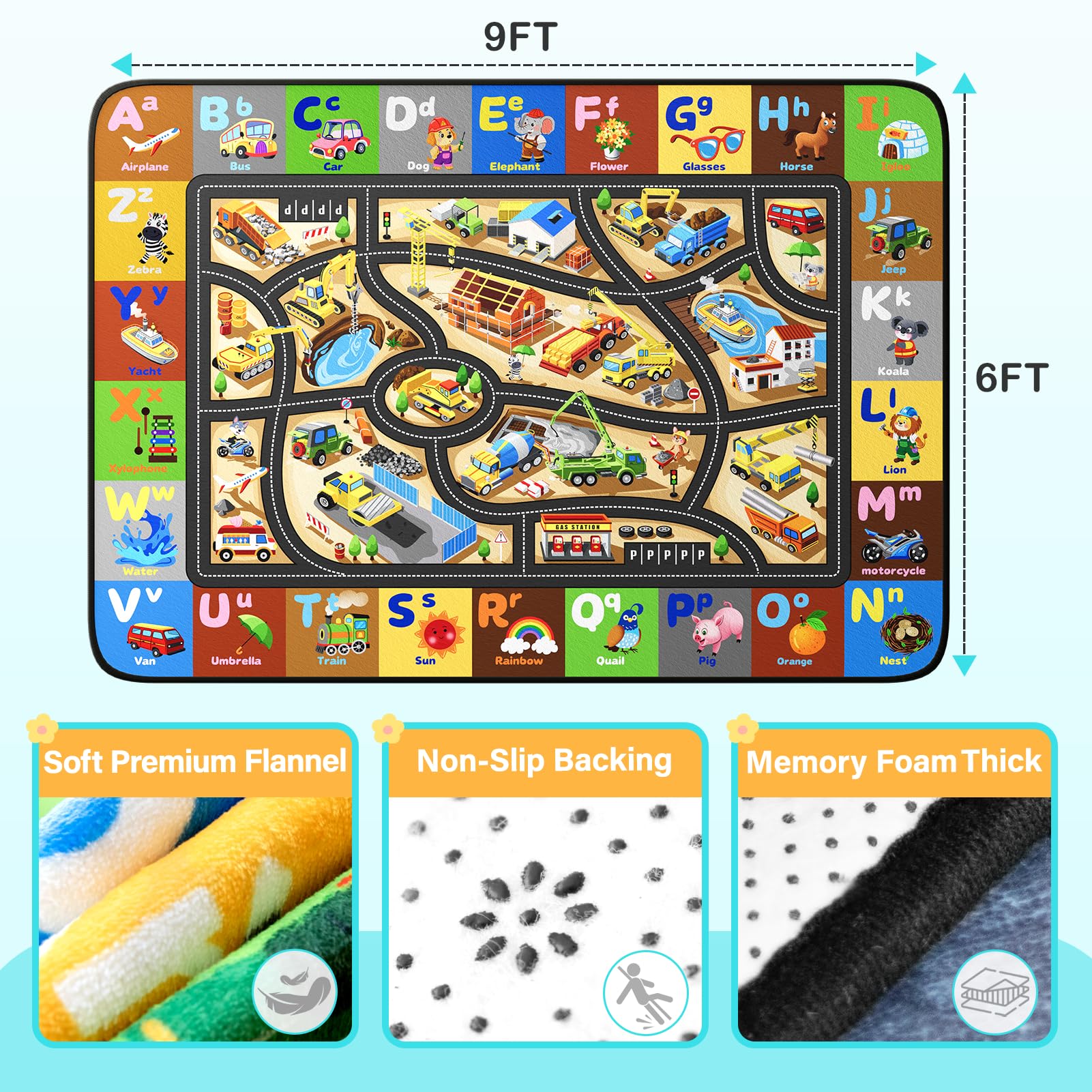 Diysani kids car rug designed for toy cars and imaginative play.