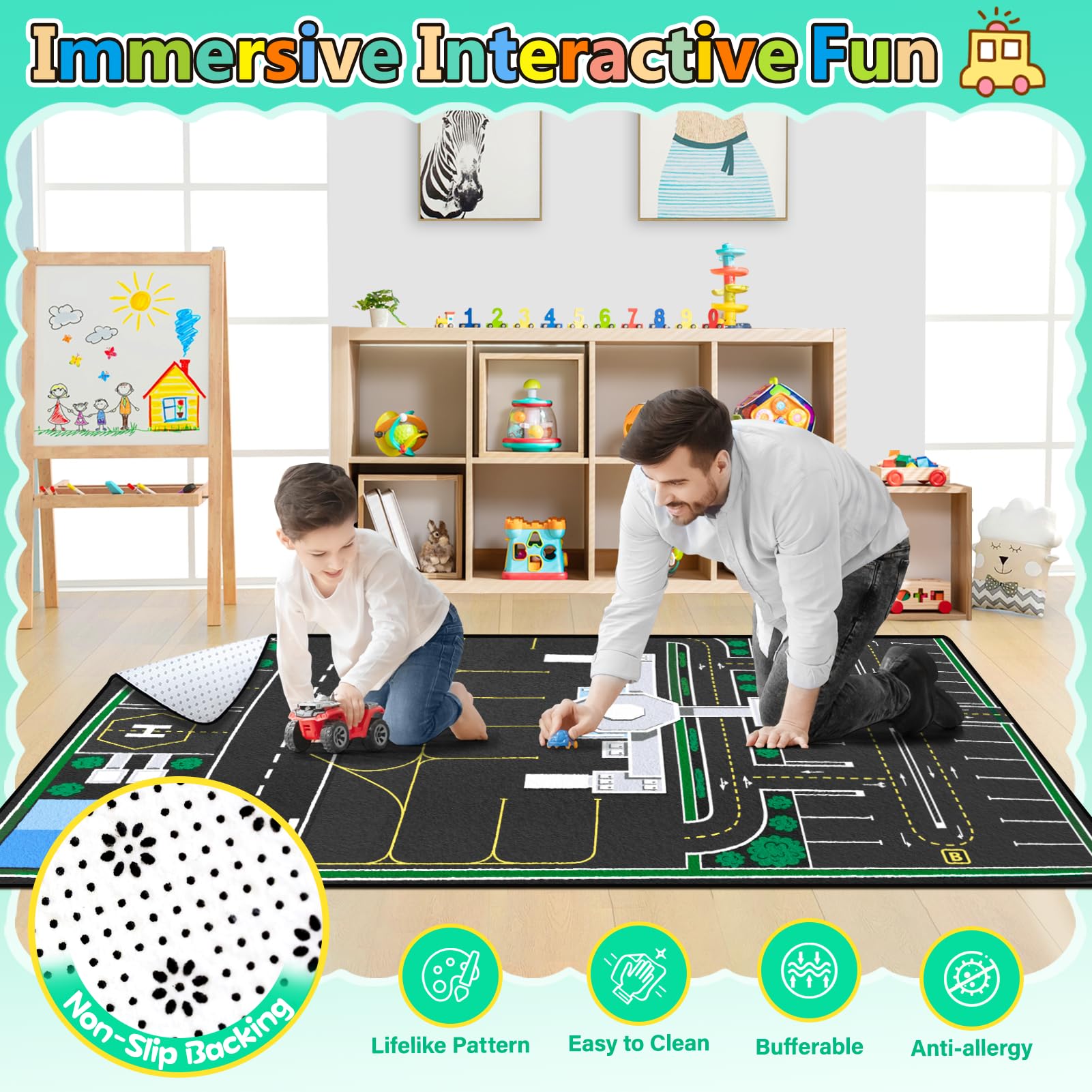 Diysani kids play mat city map encourages imaginative traffic play and storytelling