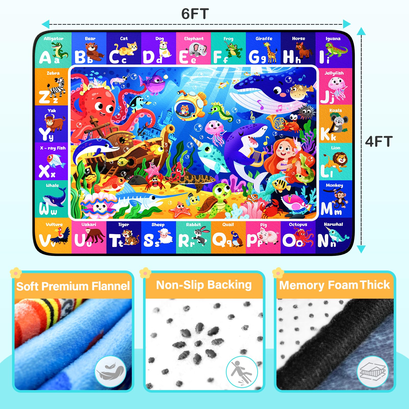 Diysani Letters and Animals Rug helps kids recognize letters through play.