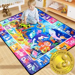 Diysani Ocean ABC Rug features sea creatures and letters for playful learning on the floor.