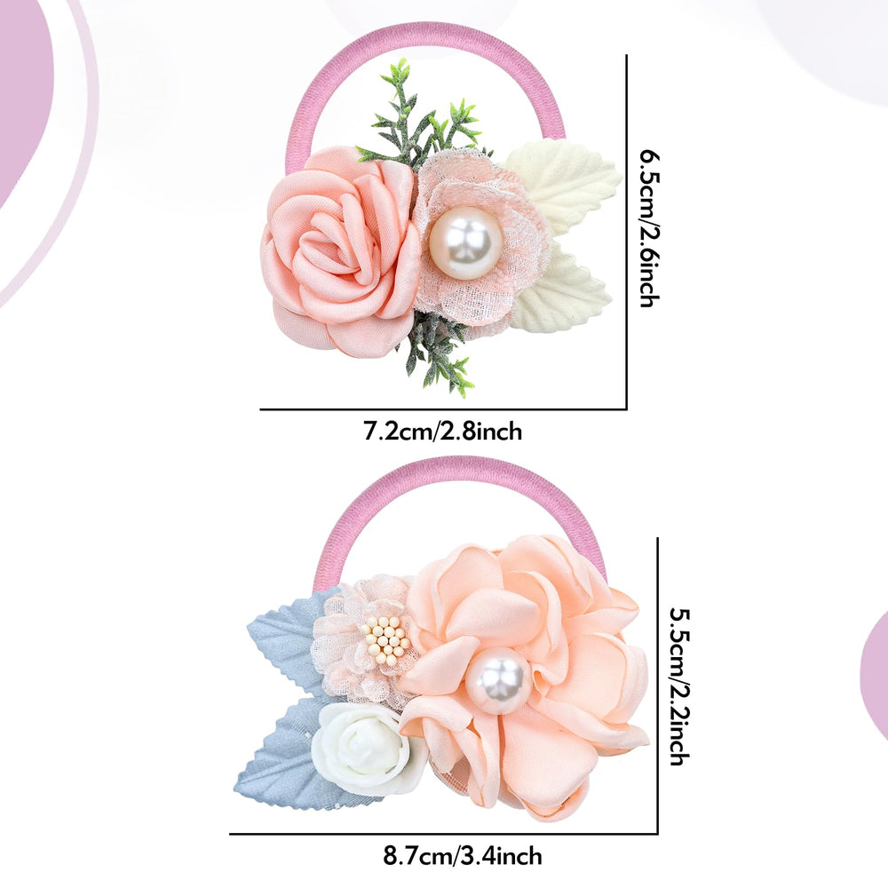 Dizila flower hair tie set ideal for pigtails and braids