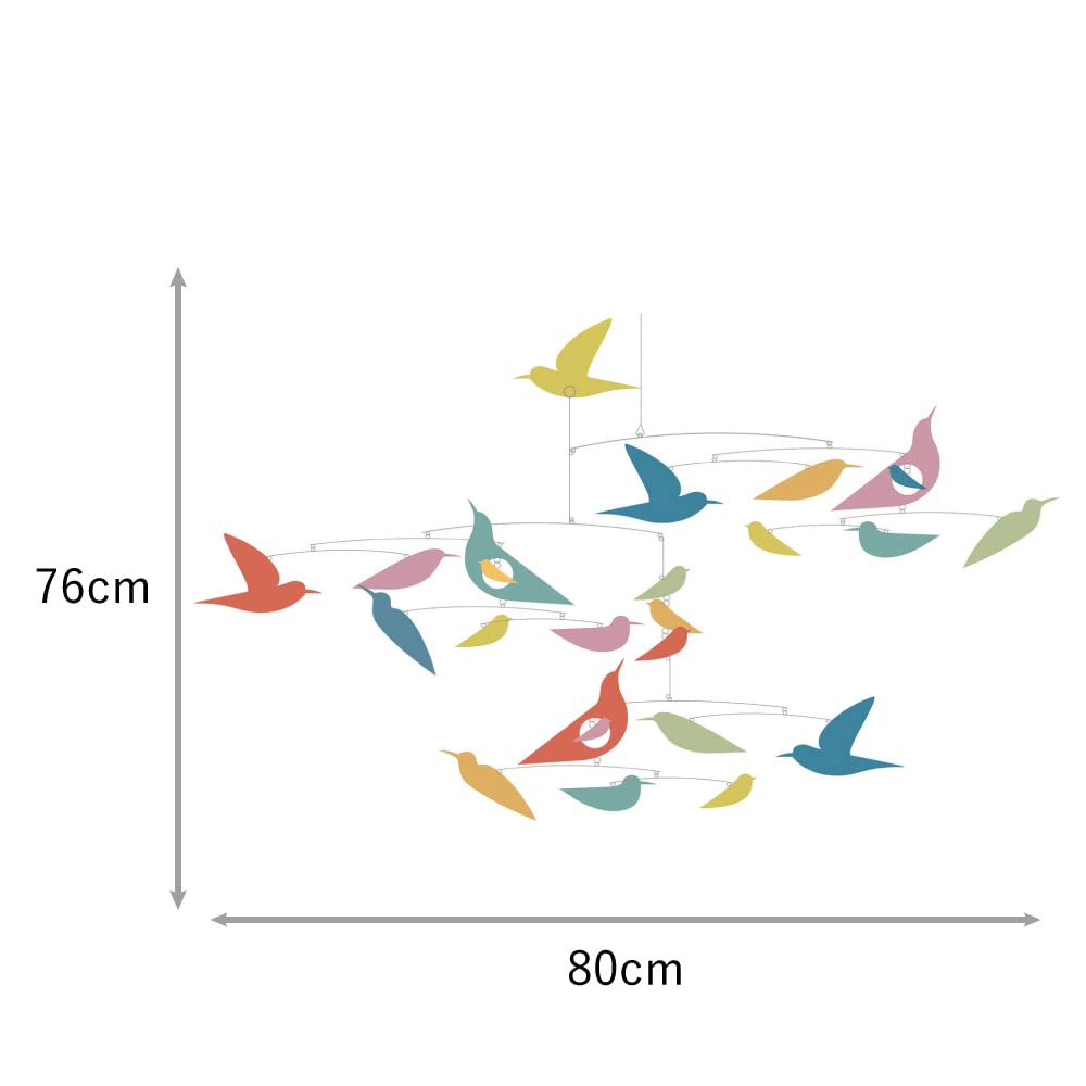 DJECO Colorful Bird Mobile enhances room ambience with motion.
