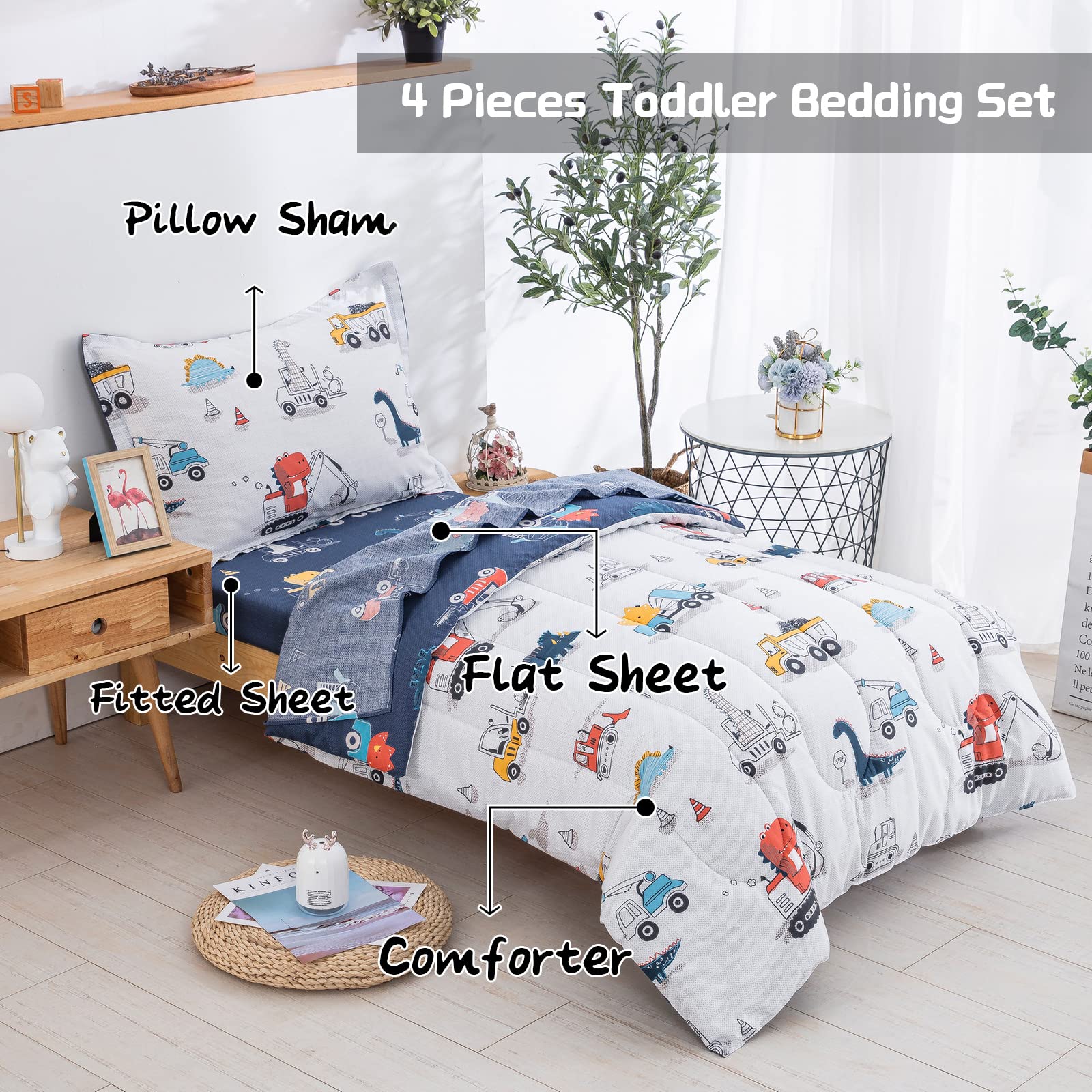 DJY dinosaur cars fitted sheet snug elastic for secure nights