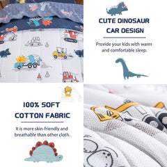 DJY dinosaur cars pillowcase soft fabric for gentle rest