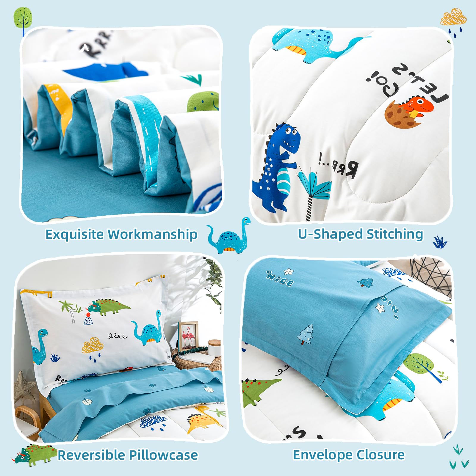DJY dinosaur pillowcase adds color and durability